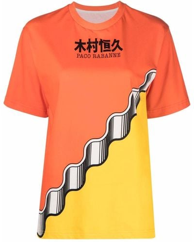 Rabanne T-shirt con design color-block PACO x Kimura - Arancione
