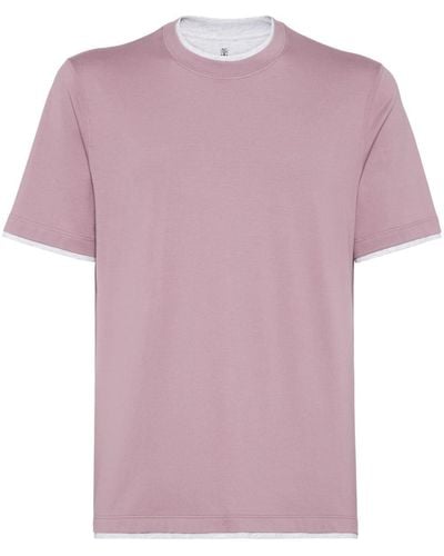 Brunello Cucinelli コントラストトリム Tシャツ - ピンク