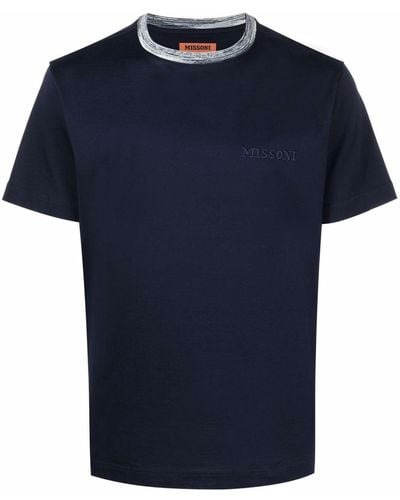 Missoni T-Shirt mit Logo-Stickerei - Blau