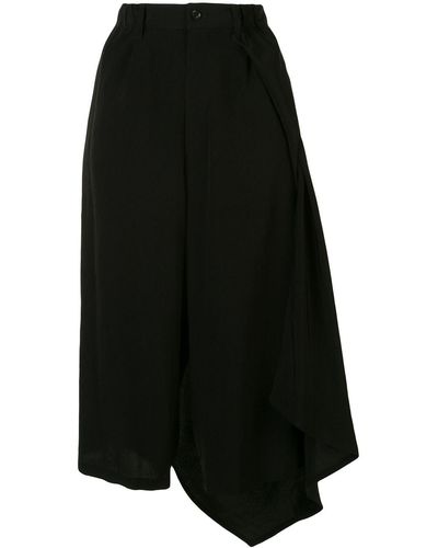 Yohji Yamamoto High-rise Draped Midi Skirt - Black