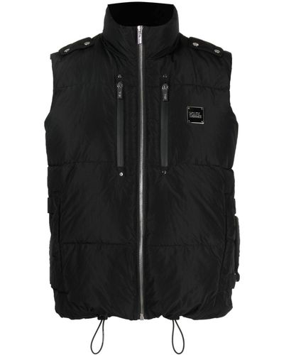 Karl Lagerfeld Logo-plaque Quilted Gilet - Black