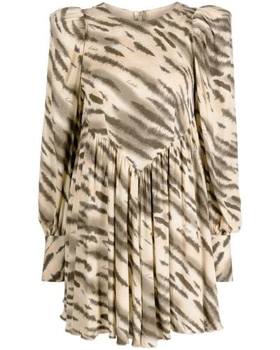 ROTATE BIRGER CHRISTENSEN Zebra-print Long-sleeve Minidress - Natural