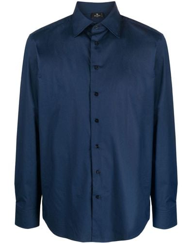 Etro Chemise en coton à boutonnière - Bleu