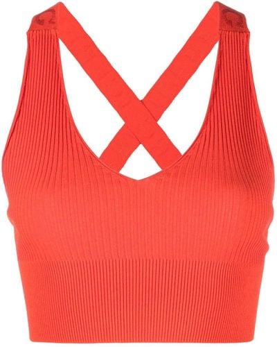 Iceberg Sleeveless Ribbed-knit Cropped Top - Red