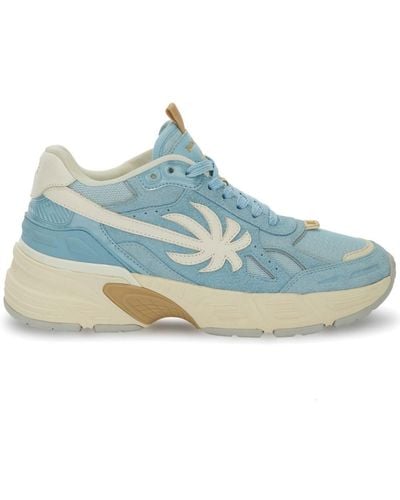 Palm Angels The Palm Runner Leather Sneakers - Blue