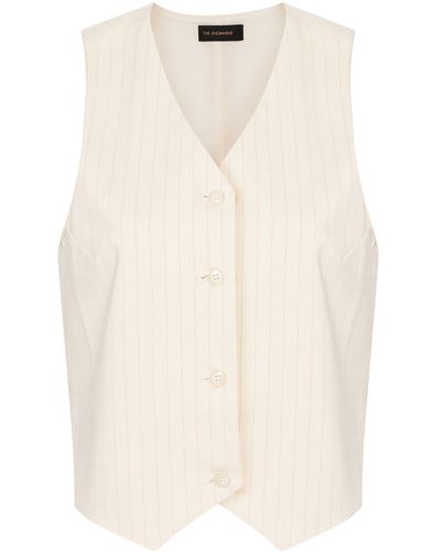 ANDAMANE Pinstriped Tailored Vest - Natural