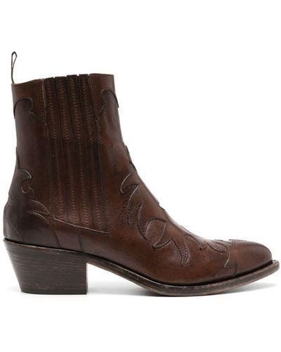 Sartore 45mm Paneled Leather Boots - Brown