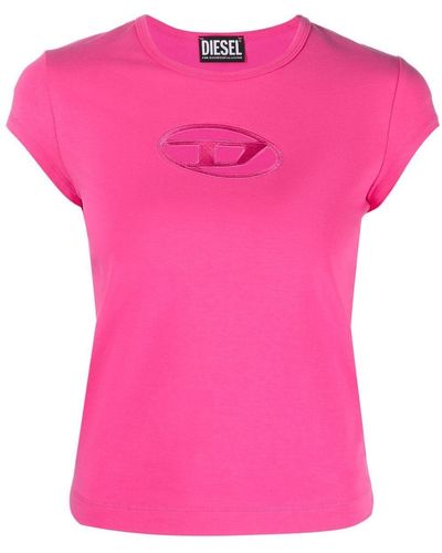 DIESEL T-angie T-shirt Met Uitgesneden Logo - Roze