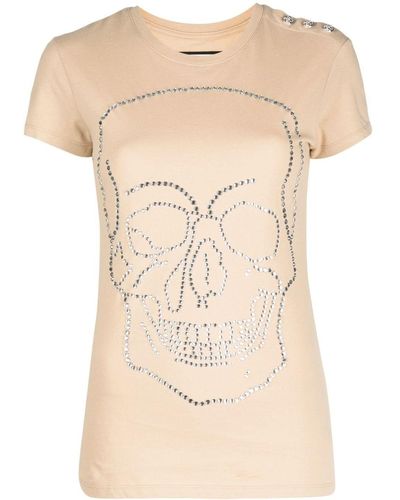 Philipp Plein Crystal-embellished T-shirt - Natural