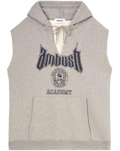 Ambush Convertible Logo-print Hoodie - Gray