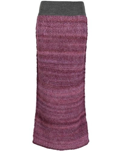 D'Estree Lynette Mélange-knit Midi Skirt - Purple