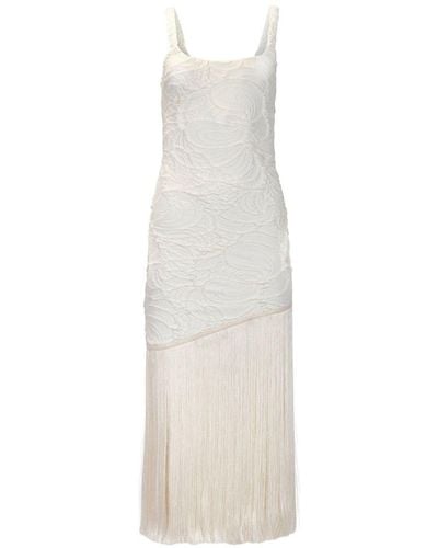 PATBO Patterned-jacquard Fringed Maxi Dress - White