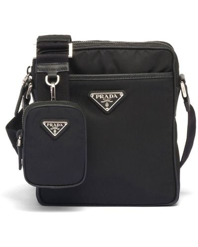 Prada Logo-appliqué Re-nylon Shoulder Bag - Black