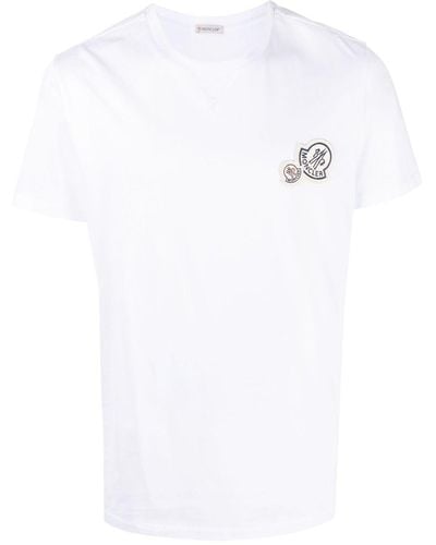 Moncler T-shirt en coton à empiècement double logo - Blanc