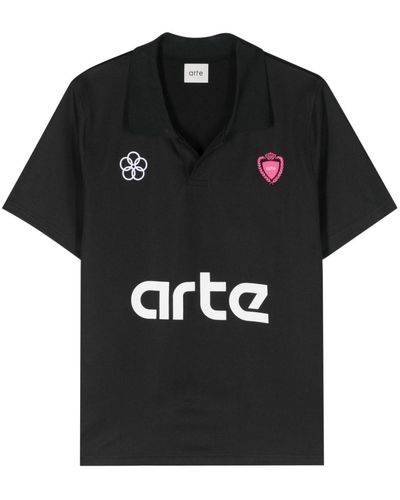 Arte' Simon Logo-print Polo Shirt - Black