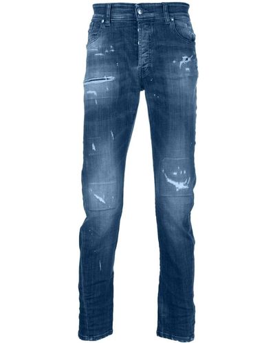 John Richmond Distressed Slim-fit Jeans - Blue