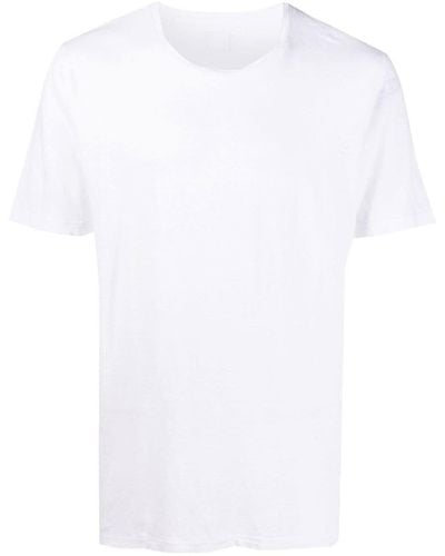 120% Lino Round-neck Linen T-shirt - White