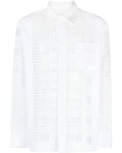 Feng Chen Wang Camisa con encaje con aberturas - Blanco
