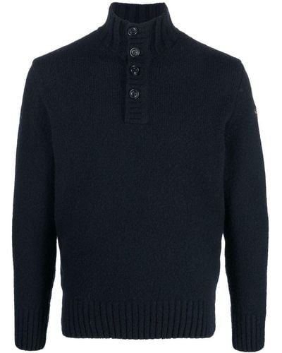 Paul & Shark Button-fastening High-neck Sweater - Blue