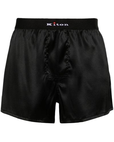 Kiton Satin Silk Boxers - Black