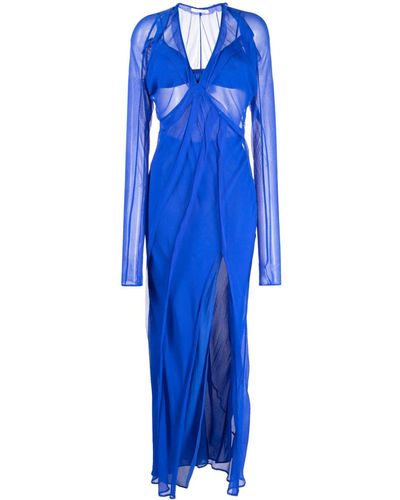 Rachel Gilbert Quinn Semi-sheer Maxi Dress - Blue
