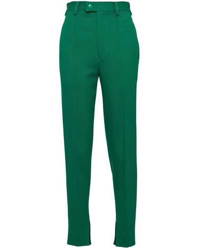 Prada Pantalones slim con diseño plisado - Verde