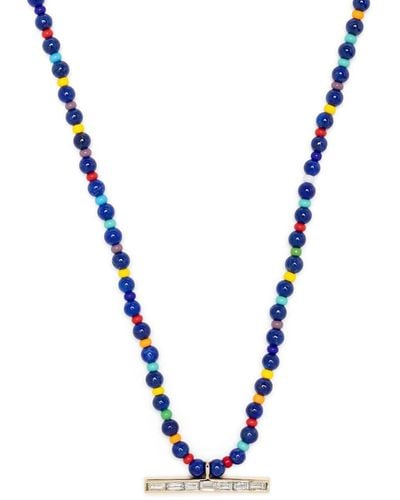 Luis Morais 14kt Yellow Gold Diamond Beaded Necklace - Blue