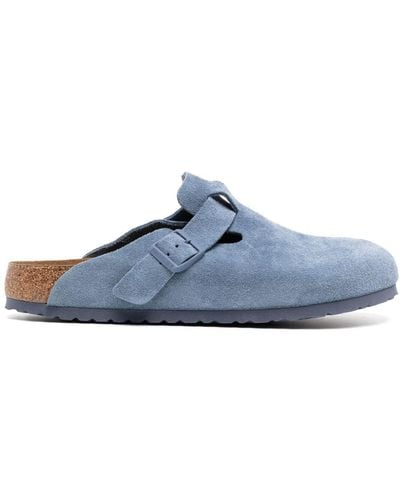 Birkenstock Buckled Suede Leather Slippers - ブルー