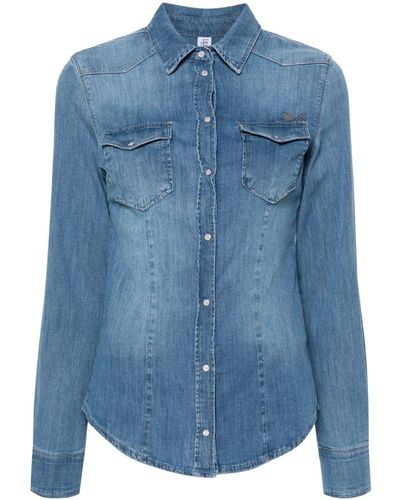 Liu Jo Logo-appliqué Denim Shirt - Blue