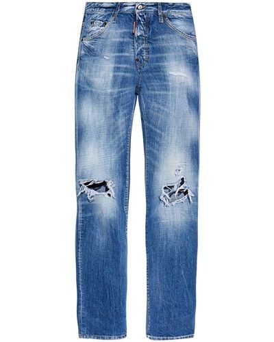DSquared² Gerade Cool Guy Distressed-Jeans - Blau
