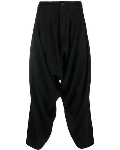 Yohji Yamamoto Pantalones de tiro caído - Negro