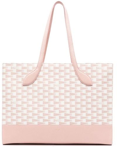 Bally Pennant Leather Tote Bag - Pink