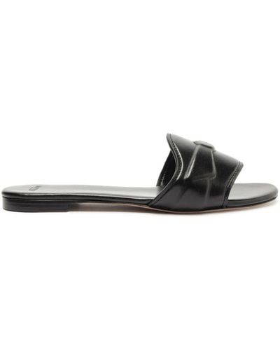 Alexandre Birman Clarita Embossed Leather Slides - Black