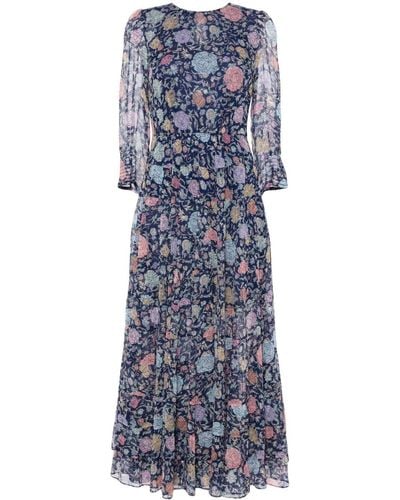 RIXO London Kristen Floral-Print Chiffon Maxi Dress - Blue
