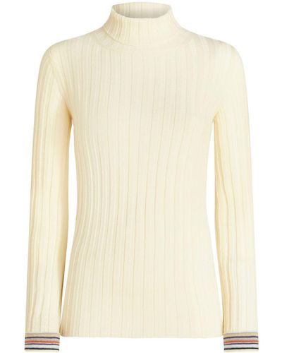 Etro Ribbed-knit Striped-edge Sweater - Natural
