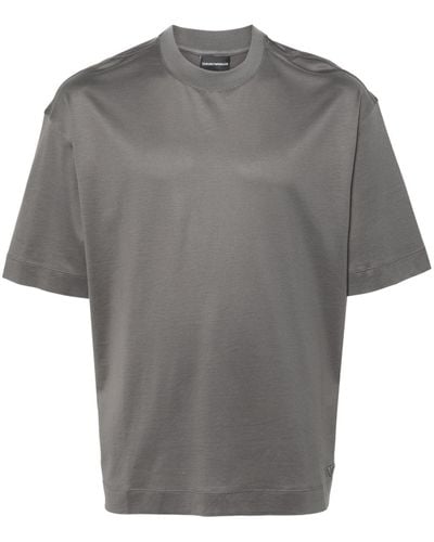Emporio Armani Embroidered-logo T-shirt - Grey