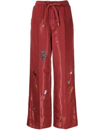 Undercover Pantalones anchos bordados - Rojo