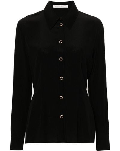 Alessandra Rich Long-sleeve Silk Shirt - Black
