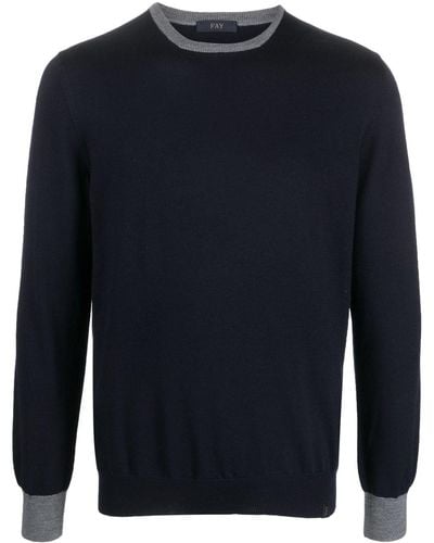 Fay Elbow-patch Knitted Jumper - Blue