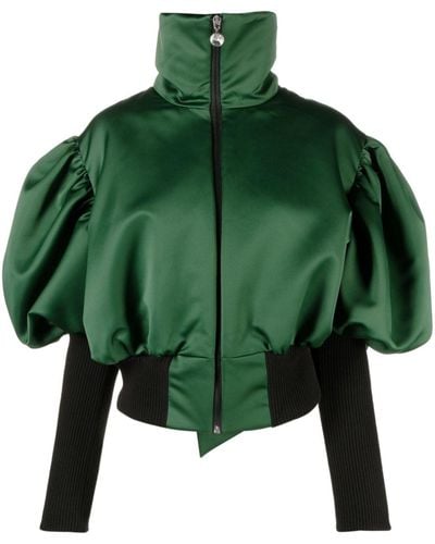 Viktor & Rolf Bow-embellishment Puffed-sleeve Bomber Jacket - Green