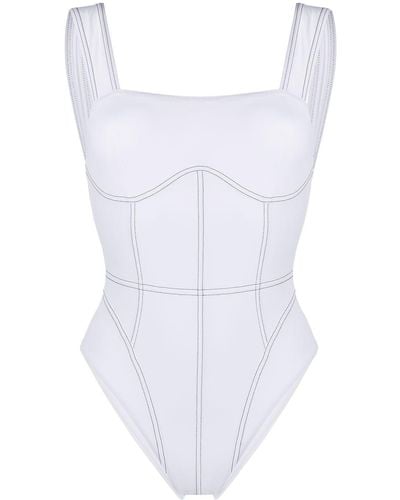 Noire Swimwear Badeanzug mit Rückenausschnitt - Weiß