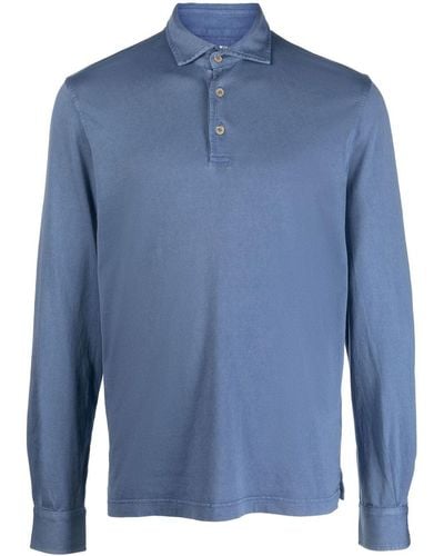 Fedeli Long-sleeve Polo Shirt - Blue