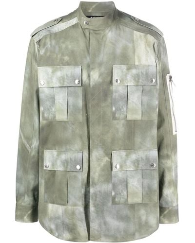 Balmain Faded-effect Military Jacket - Green