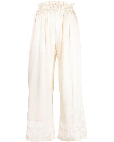 Shrimps Libra Wide-leg Silk Pants - White