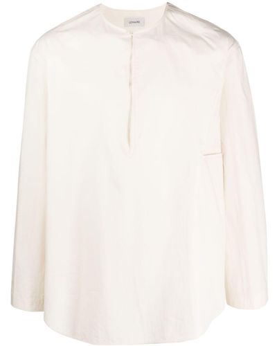 Lemaire Collarless Long-sleeved Shirt - White