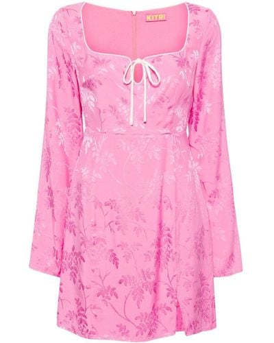 Kitri Elspeth Minikleid mit floralem Jacquardmuster - Pink