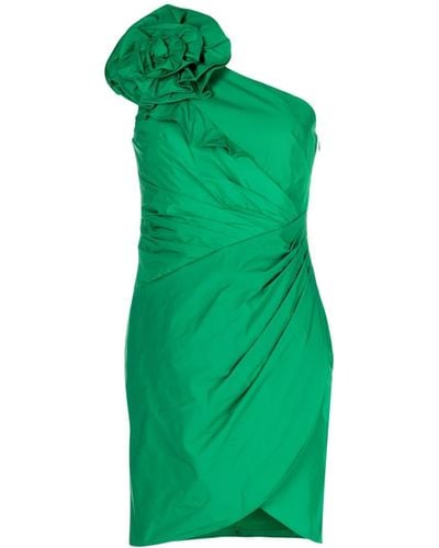 Marchesa Vestido corto con detalle floral - Verde