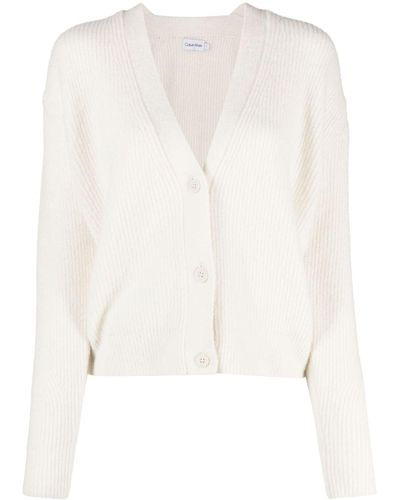 Calvin Klein Ribbed-knit Cardigan - White