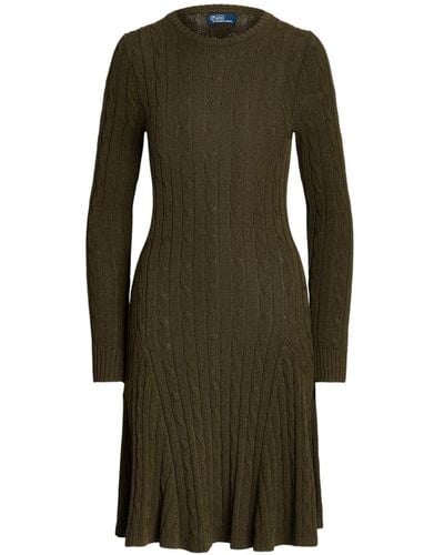 Polo Ralph Lauren Round-neck Cable-knit Midi Dress - Green