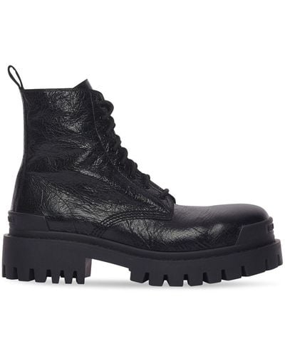 Balenciaga Strike Lace-up Leather Boots - Black